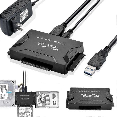Kit adaptateur convertisseur USB 3.0 vers IDE/SATA compatible avec les disques durs SATA/IDE/SSD de 2,5 pouces/3,5 pouces. (1/5)