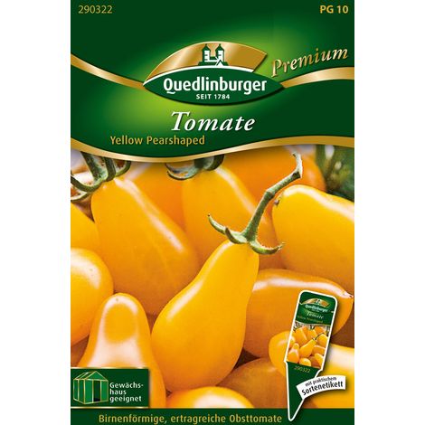 Quedlinburger Saatgut – Tomate Yellow Pearshaped – Graines de légumes, fruits jaunes en forme de poire de 15-20 g (1/2)