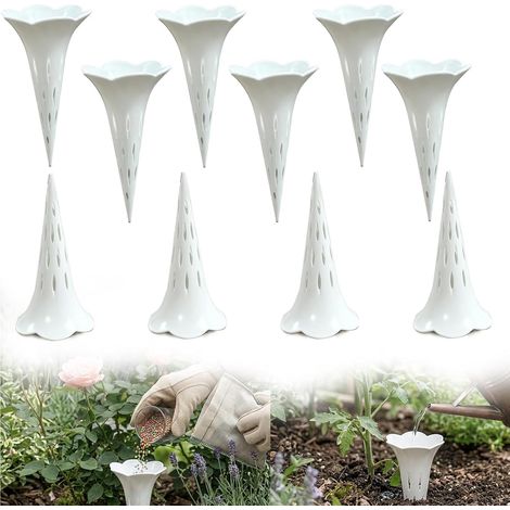 Lot de 10 Pics de Soin des Racines 3-en-1, Dispositif d'Arrosage en Profondeur, Aérateur et Entonnoir d'Engrais, Tubes d'Arrosage Racinaire pour Plantes en Pot, Alimentation Directe Anti-Pourrissement (1/5)
