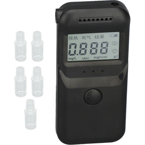 Alcootest numérique portable avec écran LCD, haute précision, 4 unités de commutation et 5 embouts buccaux. (1/5)