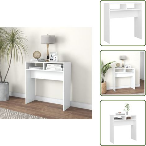 The Living Store Table console blanc 78x30x80 cm bois d'ingénierie - Table Basse - Meuble D'entrée - Table D'appoint - Rangement Décoratif - Design Moderne (1/5)