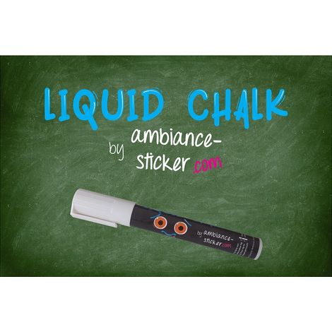 Sticker ardoise tableau noir - stickers muraux adhésif effaçable - CRAIE LIQUIDE POUR ARDOISE - 3MM BLANC (1/4)
