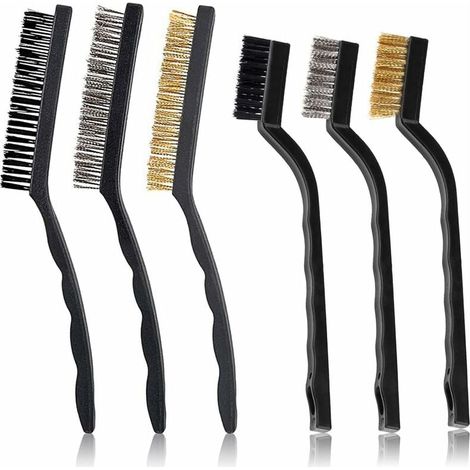 Brosse À Fil De Fer - Brosse En Laiton - Brosse En Nylon - Pour Nettoyage De Rouille Et Salissures - Lot De 6 (1/5)