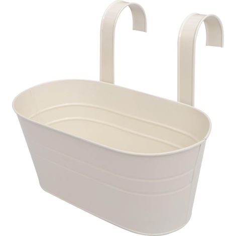 Jardinière murale ovale Ciieeo en fer blanc naturel de style rustique avec double crochets (1/5)