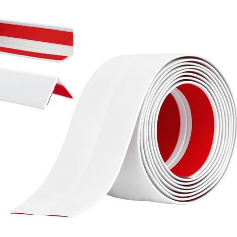 Rouleaux Moulure décorative, moulure Murale Adhesive, Baguette d’Angle PVC, Protection Angle Mur, Autoadhésive Bord pour Miroir Mur Plafond Armoire Baguette Peint Carrelage,6CM2M,Blanc (1/5)