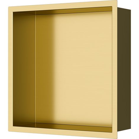 Ceramia – Niche de douche à encastrer en acier inoxydable 304 – Or brossé PVD – Dimensions 30x30x10cm – Installation rapide sans perçage (1/3)