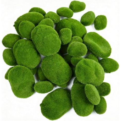 30 Pierres de Mousse Artificielles, 4 Tailles de Artificielle Moss Rocks Morceaux, Mousse Artificielle Réalistes, pour Pots de Fleurs, Aquariums, Décoration et Loisirs Créatifs (1/5)
