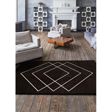 ATTICGO Tapis géométrique BREDA 80 Noir 133x190 cm (1/4)