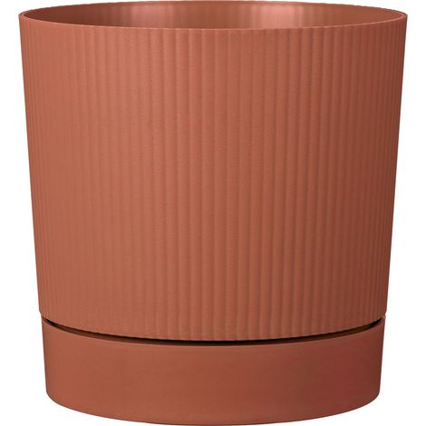 Scheurich LINO+, bac à plantes en plastique, couleur : rouge Sienne, diamètre 29 cm, hauteur 29 cm, volume 13 l.