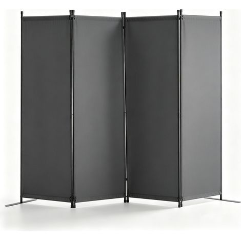 Raumteiler Trennwand 4-teiliger Paravent Stellwand, faltbarer Sichtschutz für Büro Schlafzimmer Esszimmer Arbeitszimmer Balkon, Raumtrenner freistehend (56 x 45 x 172,5 cm), Grau (1/5)