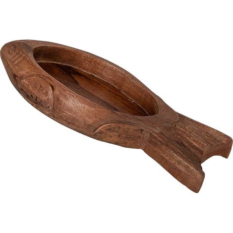 Bandeja de madera marrón acabado artesanal 26x4x12h cm