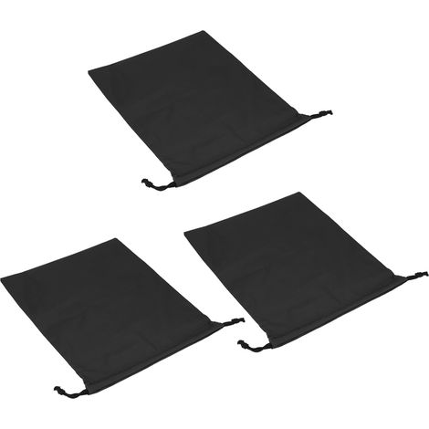 3 Sacs à dos cordon Nylon Imperméable Anti-poussière Rangement Chaussures Vêtements Noir 27x34cm (1/5)