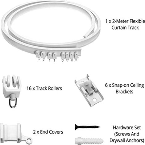 2-meter PVC plastic steel curved curtain track set including accessories U-shaped and L-shaped flexible curtain tracks (1/5)