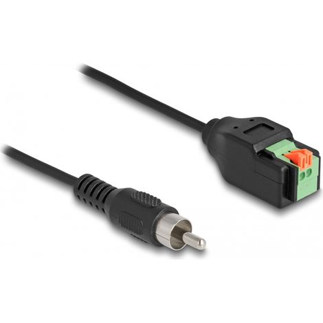 Delock Cable adaptador RCA macho a bloque de terminales con pulsador 15 cm