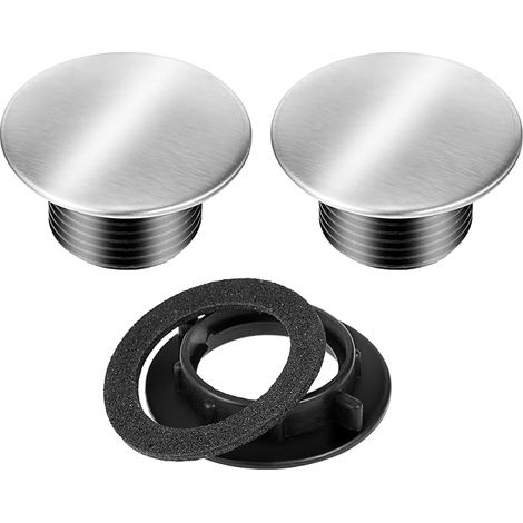 Lot de 2 cache-trous pour évier de cuisine, couvercle de trop-plein de lavabo, couvercle de trou d'évier de cuisine en acier inoxydable, couvercle de trou de robinet, couvercle de lavabo pour (1/5)