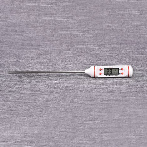 TP 101 Küchenthermometer, elektronisches Einstichthermometer für Grills, weiß, mit präziser Temperaturmessung für Milch, Suppe und Badewasser, Edelstahl, 23,5 cm (1/5)