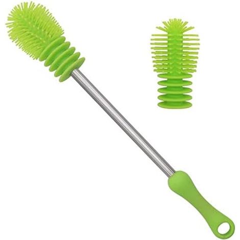Brosse de nettoyage de biberon en silicone souple à long manche (vert)