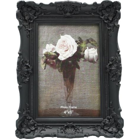 Cadre photo vintage, style antique orné, pour table et décoration murale, motif floral rétro, décoration d'intérieur, galerie de photos d’art, 10,2 x 15,2 cm, noir (1/5)