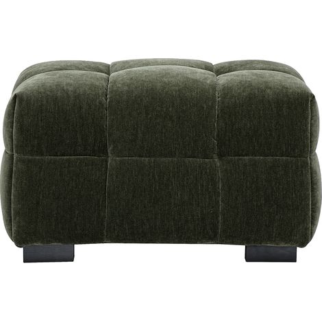 Pouf poggiapiedi design in tessuto effetto velluto verde kaki CORTO