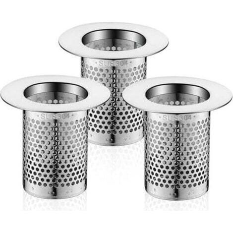 Shower Hair Filter, 3 Pieces Stainless Steel Bathroom Sink Filter, 5.5 × 5cm Sink Plug Filter for Balcony