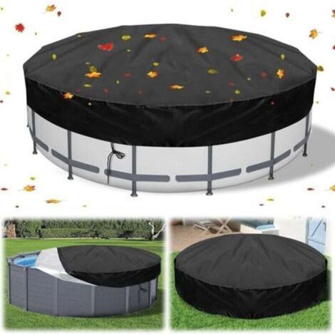 Bâche 4 Saisons pour Piscine Hors Sol, Bâche Protection pour Piscine, Couverture de Extérieur Ronde Spa Baignoire idéale pour Garder Votre Piscine Propre (φ210H 30cm Noir)