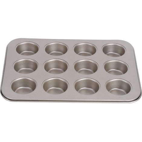 Moule à muffins rond antiadhésif à 12 cavités, pour la cuisine et le bricolage (doré) (1/5)