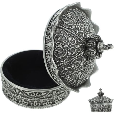 Boîte à Bijoux en Alliage Forme Couronne Vintage Coffret à Bijoux Décoratif pour Rangement Bagues et Colliers Présentoir Pratique pour Chambre et Coiffeuse (1/5)