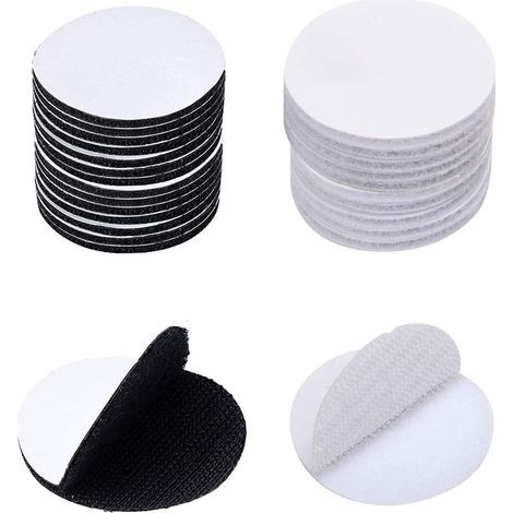 Scratch autocollant rond - 60 pcs, Adhésif crochet boucle 30mm, Pour papier plastique verre cuir métal - Transparent (1/5)