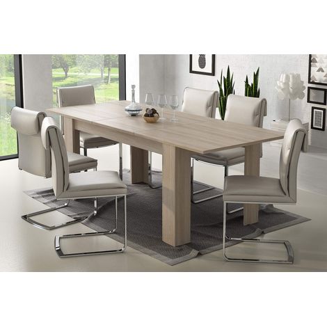 Table de salle à manger extensible, Console extensible, Table moderne avec rallonge, 140 / 200x88h75 cm, couleur orme clair (1/3)