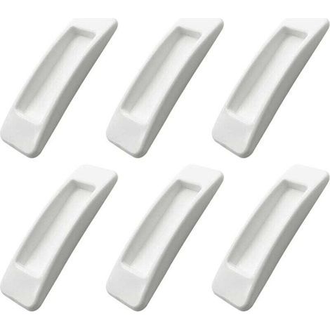 Un ensemble de 6 poignées de porte coulissantes auto-adhésives avec bandes adhésives double face, adaptées aux portes coulissantes, tiroirs, etc., sans perçage, blanches. (1/4)