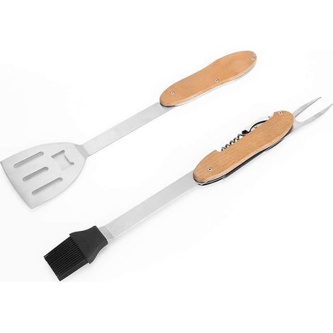 Ensemble d'ustensiles de barbecue 5 en 1 en acier inoxydable, accessoires de barbecue multifonctionnels et robustes, outil de barbecue amovible et pliable-AquaForge (1/5)