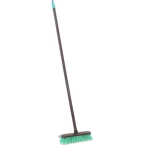Lightweight Indoor Angled Soft Bristle Sweeping Brush Broom, Turquoise/Grey (1/4)