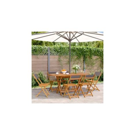 Chaises de jardin pliantes lot de 6 tissu et bois massif (1/5)