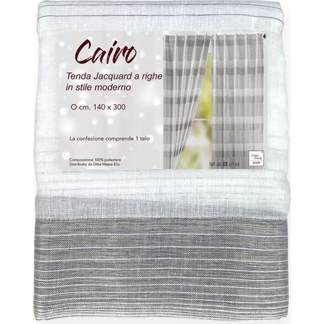 Tenda Jacquard a Righe Moderne - 140x300 cm - Fettuccia Universale - 1 Telo Elegante (1/5)