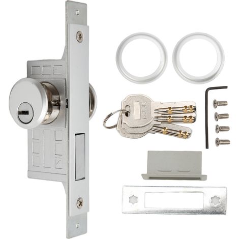 Serrure de porte centrale encadrée en verre, forte capacité antivol, installation facile, mortaise de vitrine avec 3 clés