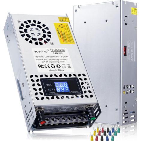 Transformateur d'alimentation À Découpage Réglable AC110/220V (SMPS) DC 0-24V 0-25A 600W Alimentation à découpage régulée avec Affichage Numérique pour les moteurs de contrôle de vitesse DC (1/5)