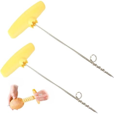 Couteau à Spirales pour Légumes et Fruits et Légumes, Couteau à Spirales Pommes de Terre Carotte Concombre Hachoir à Salade Hélicoptère Manuel à Vis Spirale 2 pcs (1/4)