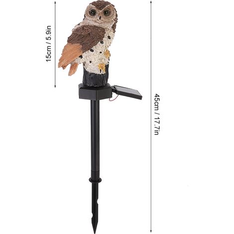 Lampe solaire LED hibou pour jardin, décoration de pelouse, étanche, marron (1/5)