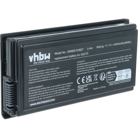 vhbw Akku kompatibel mit Asus F5, F5SR, F5M, F5GL, F5R, F5N, F5RL-AP060C, F5RI, F5SL-AP177D, F5SL, F5RL-AP460C Notebook (4400 mAh, 11,1 V, Li-Ion) (1/5)