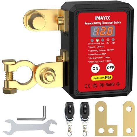 12-V-Fernschalter zur Batterietrennung. Fahrzeug-Not-Aus-Schalter mit LED-Spannungsanzeige. Diebstahlsicherung. Autobatterie-Trennschalter (1/4)