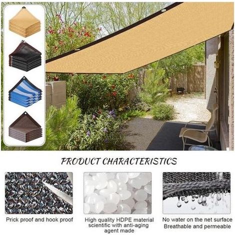 Schattierungsnetz – UV-beständig, Sonnenschutz mit Metallösen, 90 % Schattierung – für Garten, Gewächshaus, Pergola, Terrasse – Braun, 2 x 3 m (1/5)