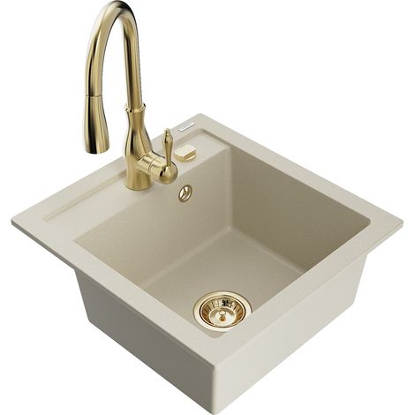Mexen Vito 1-Becken-Granit-Spüle mit Mischbatterie Savita, Beige - 6503-69-672601-50 (1/5)