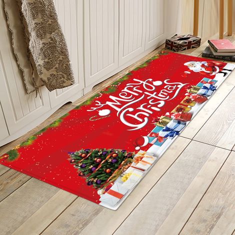 Tapis De Seuil - Tapis De Noël - 40 x 120 cm - Velours Corail - Intérieur Et Extérieur - 1 Pièce (1/2)