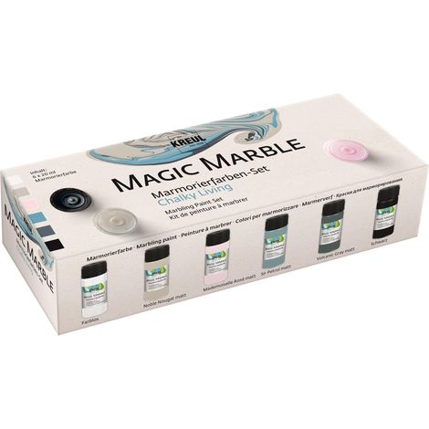 Peinture marbrée Magic Marble, Chalky Living Set, 6 x 20 ml peinture pour marbrer par trempage le bois, le verre, le plastique, le papier et le polystyrène (1/2)
