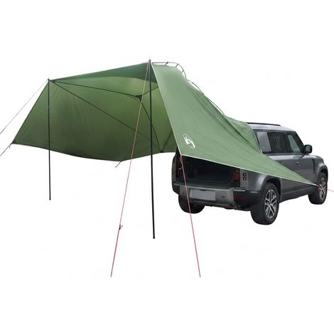Tente de voiture abri de protection pliable en polyester et acier vert 350 x 250 cm (1/5)