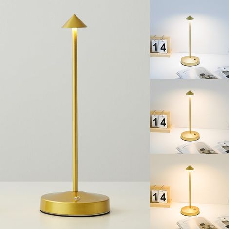 Lampe de table sans fil, lampe de bureau LED portable, veilleuse de table rechargeable à intensité variable, 3 températures de couleur, doré (1/5)