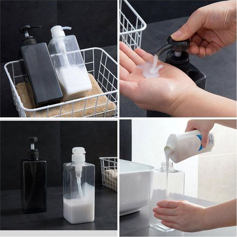 Flacon distributeur de savon 600ml pour salle de bain, bouteille vide de gel douche et shampoing, contenant à lotion, format voyage réutilisable (1/5)