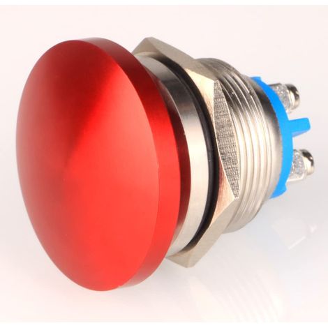 22mm 3V/6V/12V/24V/48V/110V/220V Momentary Push Button Switch Metal Mushroom Head Round Start Button 1NO ON Off Auto Reset Domed Screw Terminal(Red)