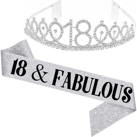 Ensemble couronne et bandoulière pour fête d'anniversaire (10, 13, 18, 21, 30, 40, 50, 60, 70, 80 ans) (1/5)