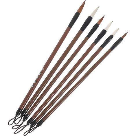 Lot de 6 pinceaux de calligraphie, pinceaux Kanji, pinceaux d'écriture chinoise pour aquarelle, encre, peinture et dessin (1/5)